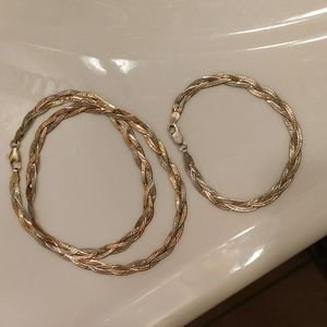 Sterling silver set of bracelet and necklace